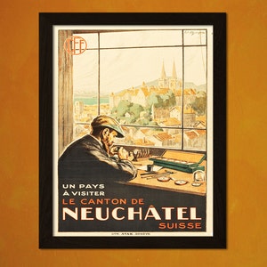 Póster vintage de viaje a Suiza de los años 20, decoración retro para el hogar, regalo perfecto para los amantes de los viajes.
