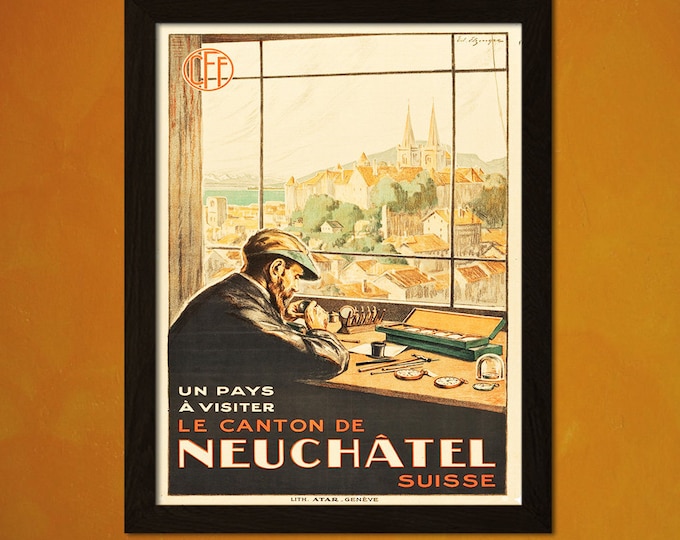 Vintage 1920s Switzerland Travel Print  Retro Home Decor Poster  Perfect Gift Idea for Travel Lovers