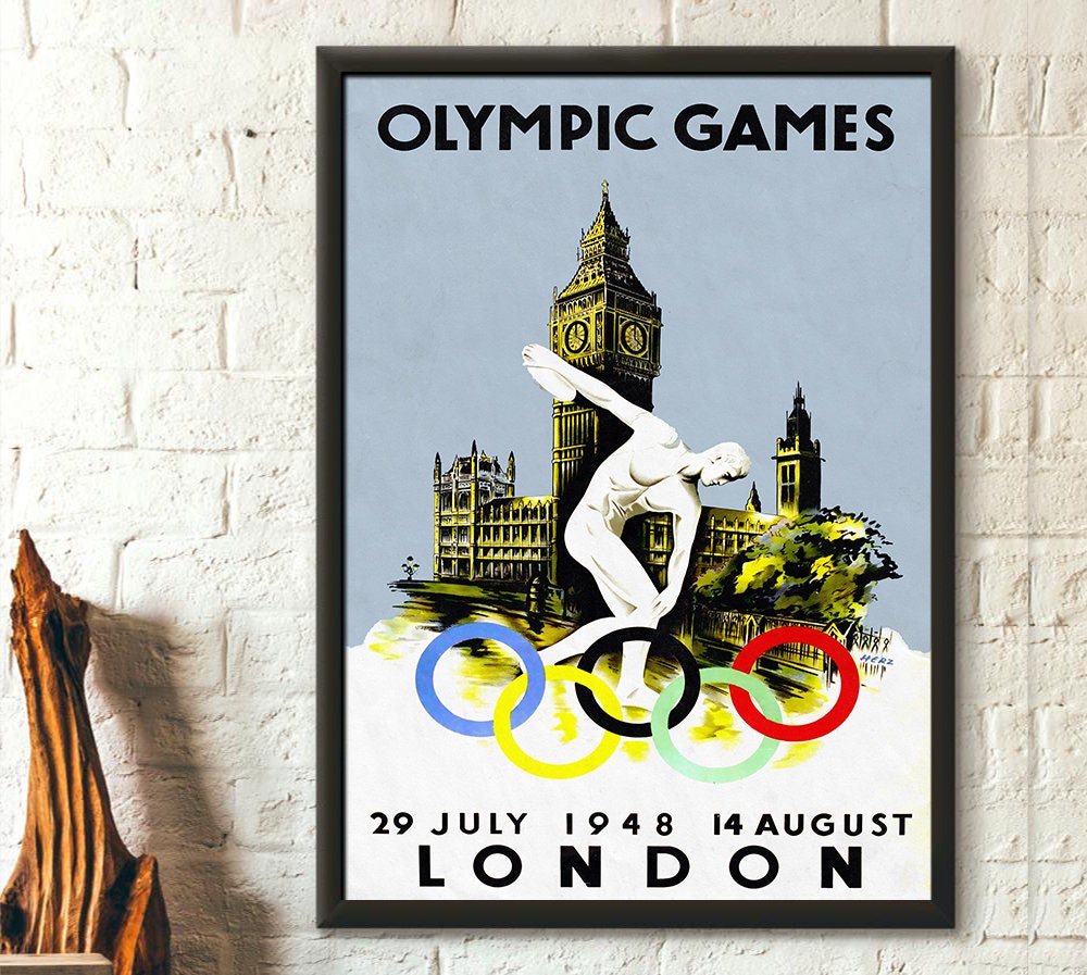 16x24 1948 XIV Olympics London VIntage Style Poster