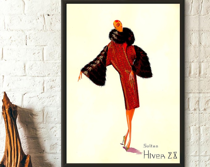 Fashion Winter 1928 - Vintage Fashion Art Poster Home Decor Gift Idea Fashion Illustration Vintage Fashion Poster Fashion Print Wall Art
