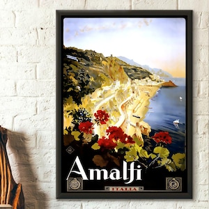 Vintage Amalfi Travel Print Vintage Travel Poster Amalfi Poster Travel Wall Art Italy Poster Travel Decor Italian Print
