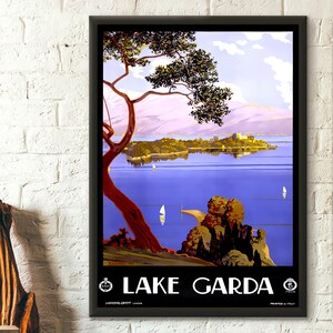 Póster de calidad superior: Impresión de viaje a Italia 1924 Póster de viaje Póster del lago de Garda Póster de viaje Arte mural Póster italiano Decoración de viaje