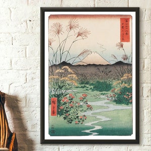Otsuki Plain in Kai Province 1858 - Hiroshige Artwork Ukiyo-e Japanese Prints Japanese Art Edo Period Mount Fuji Poster - Living Room Prints