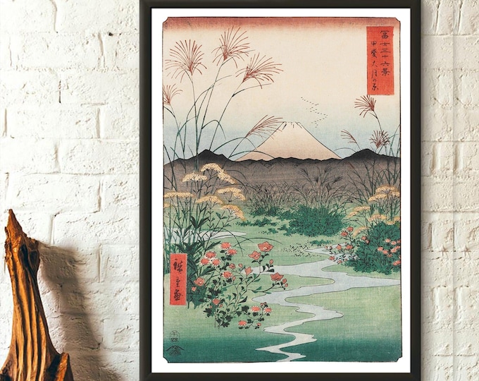 Otsuki Plain 1858 Poster  Hiroshige Ukiyo-e Art  Edo Period Mount Fuji Print