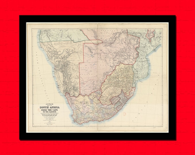 Old Map of South Africa Old map Art Reproduction Office decoration Vintage Retro Map Reproduction Vintage Map Reproductiont