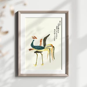 Maglietta vintage con gru giapponese, grafica retrò unica, abbigliamento culturale estetico
