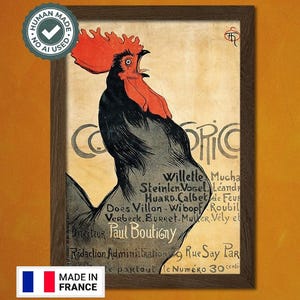 Portada de revista de arte francés Cocorico, 1899 - Impresión de portada de revista, impresión de arte francés retro, póster de Cocorico, reproducción de impresión francesa, arte mural