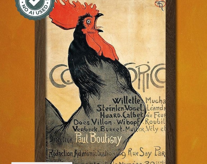 Cocorico French Art Magazine Cover 1899 - Magazine Cover Print Retro French Art Print Cocorico Poster French Print   Reproduction Wall Art