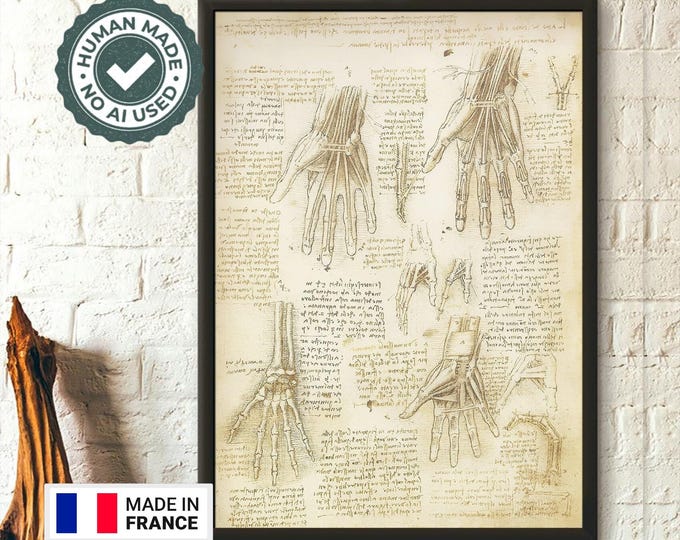 Premium Quality Poster: Da Vinci Medical Wall Art Da Vinci Prints Medical Decor Human Anatomy Poster Medical Decor Graduation Hand