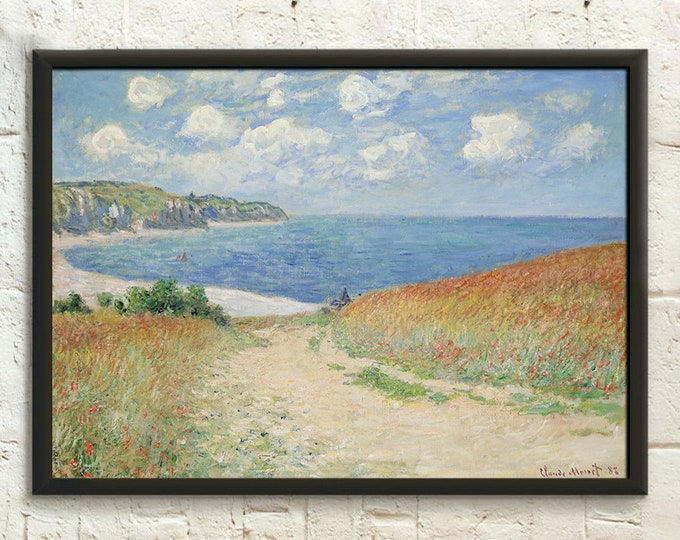 Premium Quality Poster: Wall Art Claude Monet Print Chemin dans les blés à Pourville-Claude Monet Poster Art Reproduction Wall Art