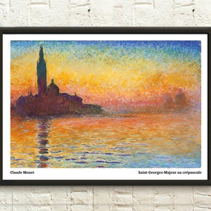 Claude Monet Wall Art Print - Saint-Georges-Majeur au Crépuscule Reproduction Artwork