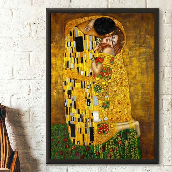 Gustav Klimt Art Print - El beso - Klimt imprime Klimt reproducción inauguración de la casa idea de regalo Kimt cartel vivero decoración Glimt pared arte pared arte