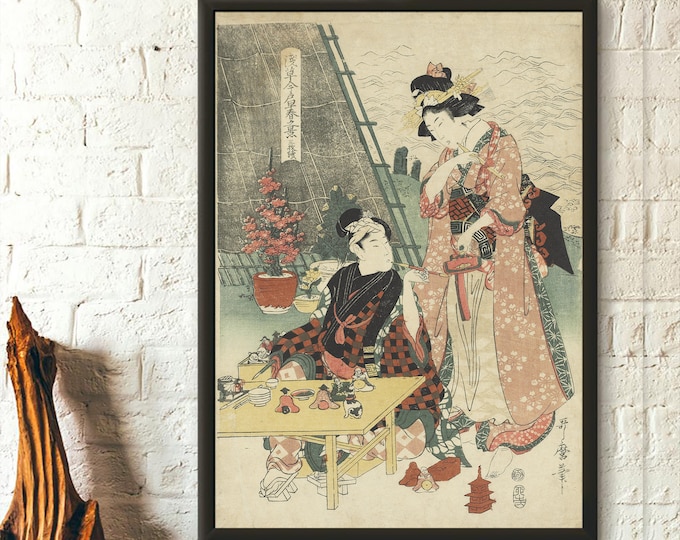 Ukiyo-e Poster Early-Spring Scene by Kitagawa Utamaro Japanese Wall Art