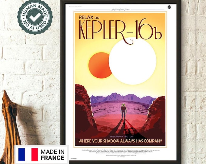 Sci-fi Prints Space Poster Futur Nasa Kepler-16b Planet Vintage Sci-fi Poster Kepler Poster Iconic Poster Housewrming Birthday