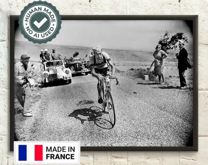 Tour de France Photography Print 1955 Louison Bobet Poster Tour De France Poster Cycling Poster Bicycle Wall Art Cycling Print