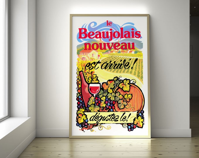 Beaujolais Nouveau Wine Poster - Premium Kitchen Wall Art  Food Decor