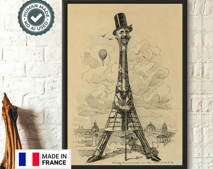 Gustave Eiffel Vintage Caricature Poster - Linley Sambourne 1889