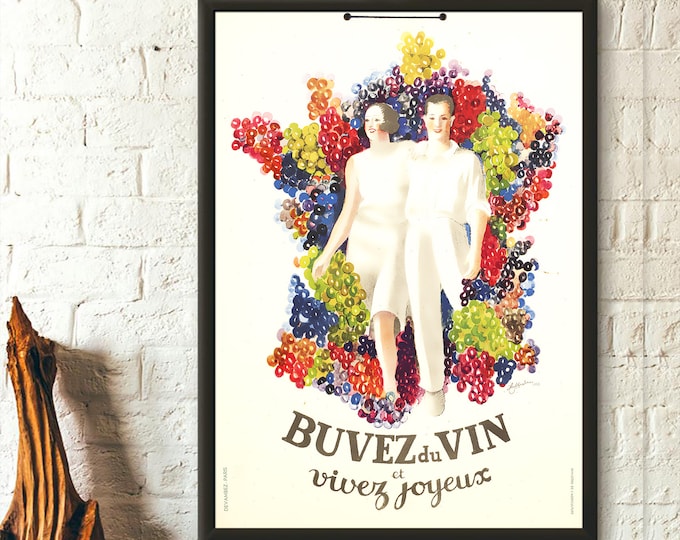 French Wine Vintage Poster: Kitchen Wall Art Print