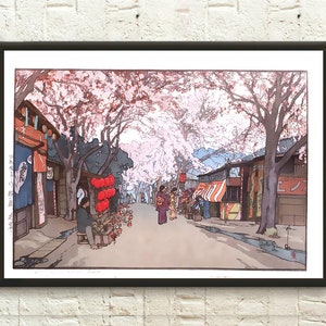 Avenue of Cherry Trees 1935 - Hiroshi Yoshida Poster Ukiyo-e Poster Japanese Wall Art Japanese Prints Birthday Gift Idea Art Reproduction