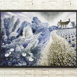 Riproduzione dell'opera d'arte di Eric Ravilious - Stampa artistica vintage, Poster di arte naif di Ravilious, Idea regalo di compleanno - Stampe da parete per soggiorno