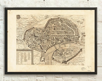 Old Map of Toulouse 1631 - Historical Map Toulouse Poster Housewarming Gift Idea Birthday Toulouse Print Map Wall Art Antique Map Print