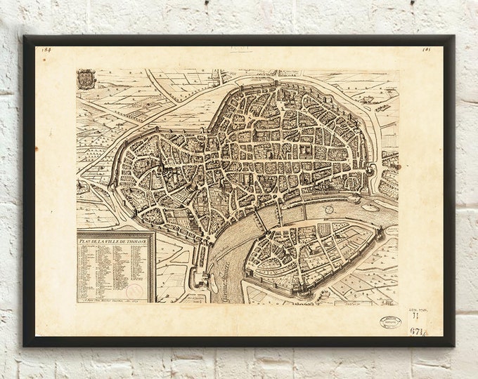 Antique Map of Toulouse Print: 1631 Historical Wall Art