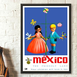 Mexico Travel Poster 1960s - Vintage Travel Poster Mexico Poster Travel Wall Art Gift Idea Travel Decor - Living Room Prints Wall Art