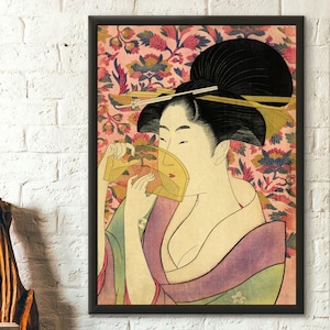 Kushi Kamm Kunstdruck - 1795 Kitagawa Ulamaro Ukiyo-e Poster Japanische Wand Kunst Kunst Reproduktion