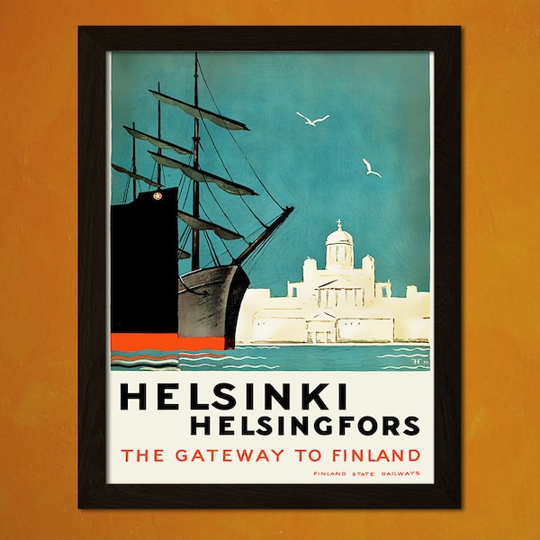 Helsinki Travel Print 1930 - Vintage Travel Poster Tourism Home Decorating Helsinki Poster Gift Airline Finland Travel   Reproduction