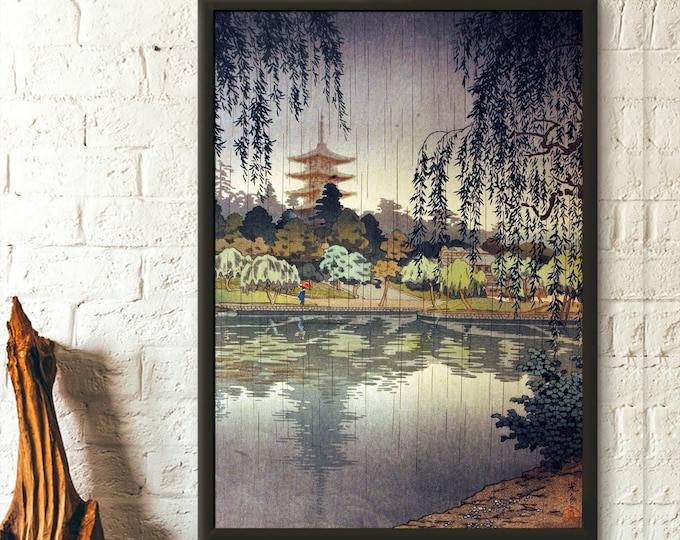 Rain At Kofukuji Temple 1937 Tsuchiya Koitsu Print Edo Period Japanese Print Koitsu Poster Japan Wall Art Koitsu Japanese Art
