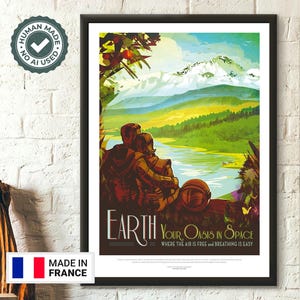 Póster espacial vintage de ciencia ficción de la NASA, impresión de Kepler Earth, arte único para la decoración del hogar