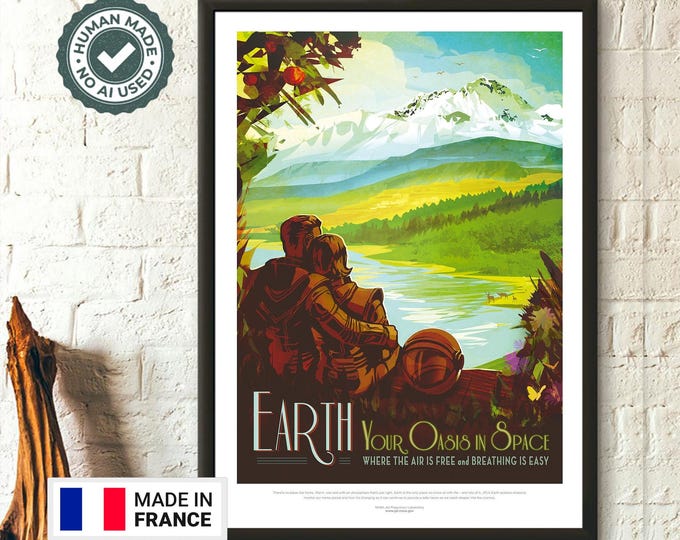 NASA Vintage Sci-Fi Space Poster  Kepler Earth Print  Unique Art for Home Décor