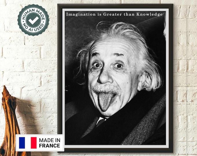 Einstein Poster Print Imagination is Greater than Knowledge  1951 Tongue Out Art