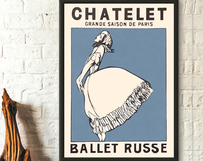 1911 Ballets Russes Le Spectre de la Rose Dance Poster Classic Russian Ballet Print Vintage Paris Artwork