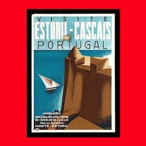 Portugal Travel Art Print Estoril Cascais Cartel Decoración europea del hogar