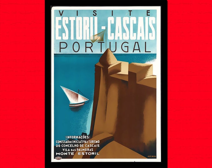 Portugal Travel Art Print  Estoril  Cascais Poster  European Home Décor