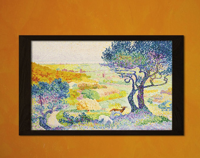 La Plaine de Bormes 1908 Henri Edmond Cross Print - Fine Art Print Retro Home Decorating Home Decor Home Decorating Pointilism Postert