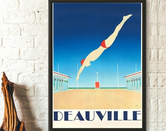 Deauville France Print - Vintage Travel Poster Deauville Poster Travel Wall Art Gift Idea Travel Decor France Poster Birthday Gift Idea