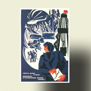Stampa di propaganda sovietica - Poster sovietico Siberia Poster Vintage Decorazione sovietica Idea regalo Arte murale sovietica Rivoluzione russa Poster russo