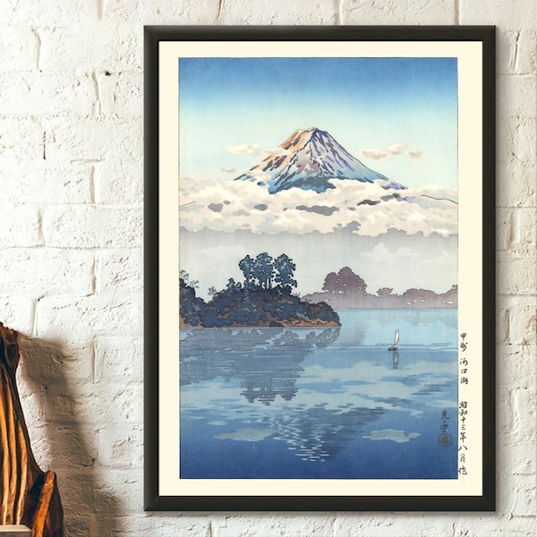 Fuji From Lake Kawaguchi - Tsuchiya Koitsu Print Edo Period Japanese Print Koitsu Poster Japan Wall Art Koitsu Japanese