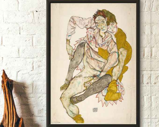 Premium Quality Poster: Egon Schiele Print "Seated Couple" 1915 Fine Art Print Giclee Prints Schiele Poster Schiele Wall Art Schiele Poster
