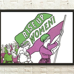 Afiche feminista Afiche de las sufragistas: Votos para las mujeres Afiche de feminismo "Levántate, mujeres" Arte mural para inauguración de la casa
