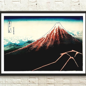 Rainstorm Beneath The Summit - Hokusai Art Print Edo Period Japanese Print Japan Wall Art Hokusai Japanese Art Gift Idea Japan Art Wall Art