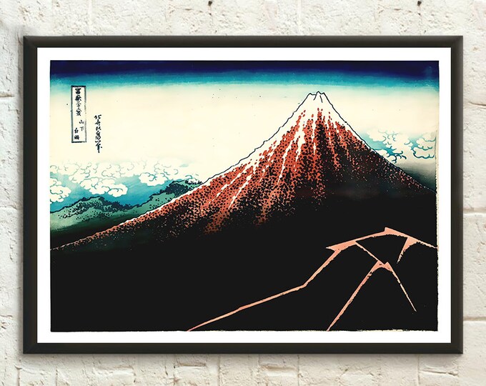 Rainstorm Beneath The Summit - Hokusai Art Print Edo Period Japanese Print Japan Wall Art Hokusai Japanese Art Gift Idea Japan Art Wall Art