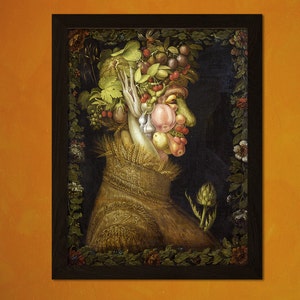 Lámina de arte mural de verano de G Arcimboldo - Diseño retro de verduras - Decoración de cocina divertida