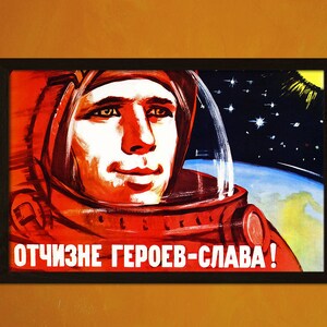 Cartel de propaganda soviética "Gloria a la Patria de los Héroes": idea de regalo de arte mural vintage del CCCP