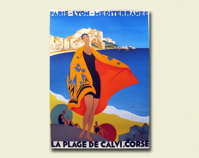 Premium Quality Poster: South Of France Travel Print Corsica Travel Print Calvi Poster Travel Wall Art Corsica Poster Beach  House Warming