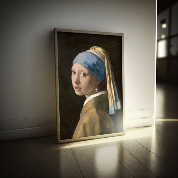 Reproduction d'une fille à la perle sur du vrai papier aquarelle Reproduction d'art de Johannes Vermeer