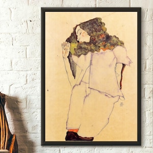 Póster de calidad superior: Sleeping Girl 1911 Egon Schiele Impresión de bellas artes Póster de Schiele Arte mural de Schiele Inauguración de la casa Cumpleaños