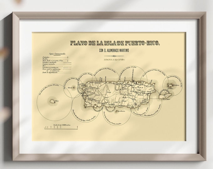 Wall Art Old Map of Puerto Rico - Antique Map Puerto Rico Prints Map Poster